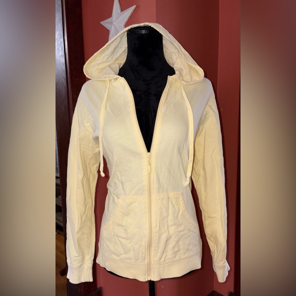 Y2K New York Laundry Light Yellow Zip-Up Hoodie